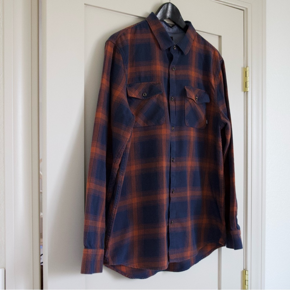 Men’s Vans Blue Plaid Checked Flannel Shirt Classic Fit